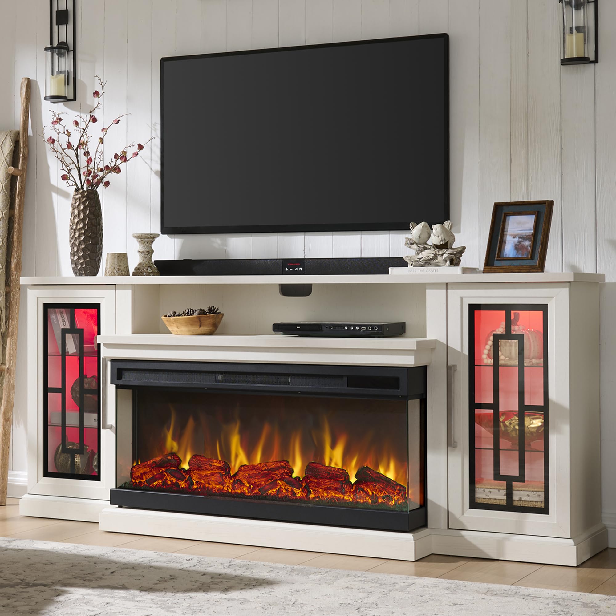 Amazon.com: Unineo 75 Inch Electric Fireplace TV Stand, 3- Side