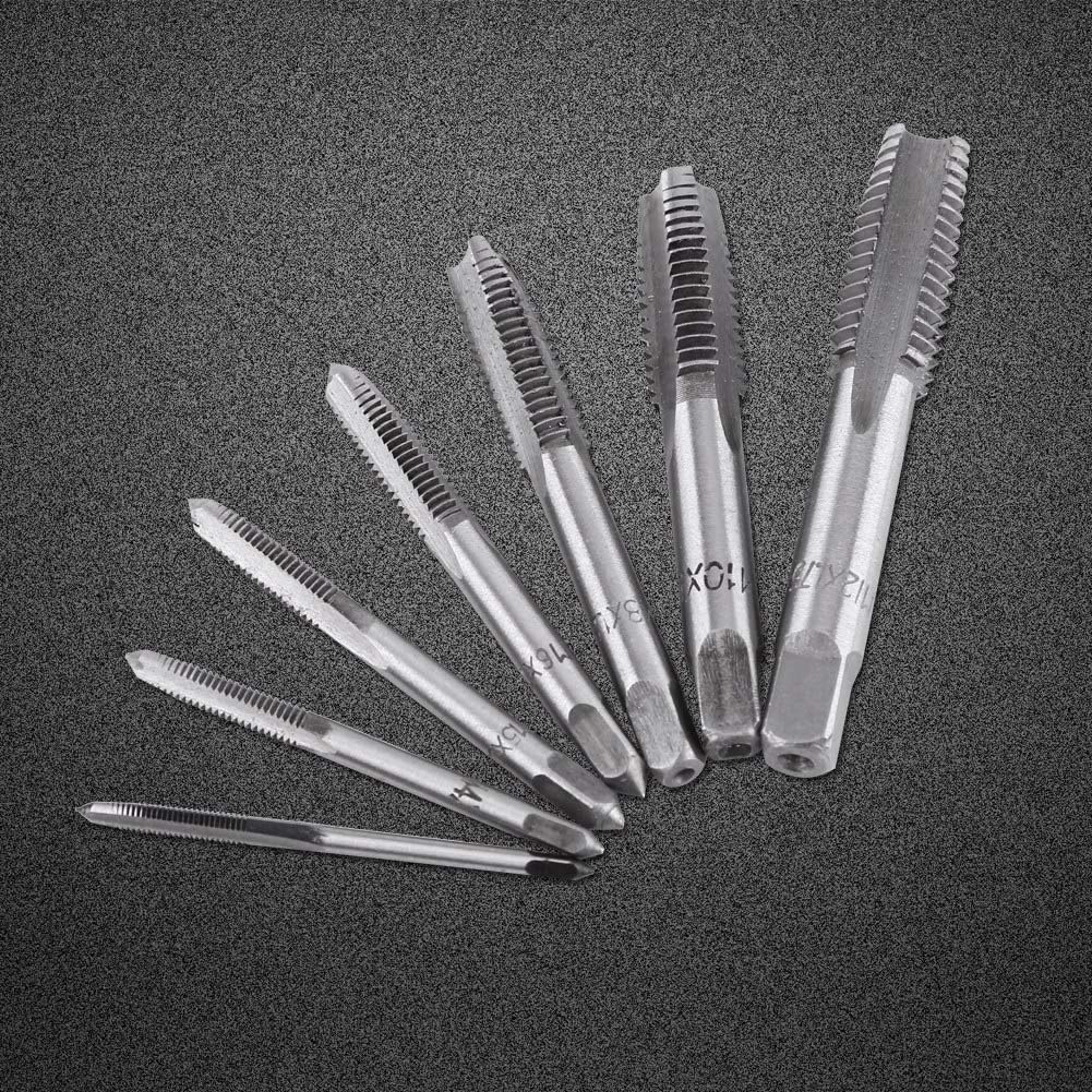 Aramox Rubinetto a Vite, 7 Pezzi Utensile per maschiatura in Acciaio per Cuscinetti con Filettatura metrica M3, M4, M5, M6, M8, M10, M12