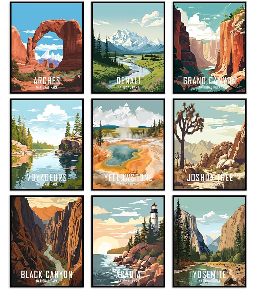 amazon-com-vintage-national-park-posters-national-park-art-prints-set-of-9-unframed-8-x10-nature-wall-art-and-mountain-print-travel-wall-art-living-room-bedroom-bathroom-decor-national-park-b-posters for Free Printable National Park Posters Amazon.com: Vintage National Park Posters National Park Art Prints Set of 9 Unframed (8''x10'') Nature Wall Art and Mountain Print Travel Wall Art Living Room Bedroom Bathroom Decor (National Park B): Posters for Free Printable National Park Posters