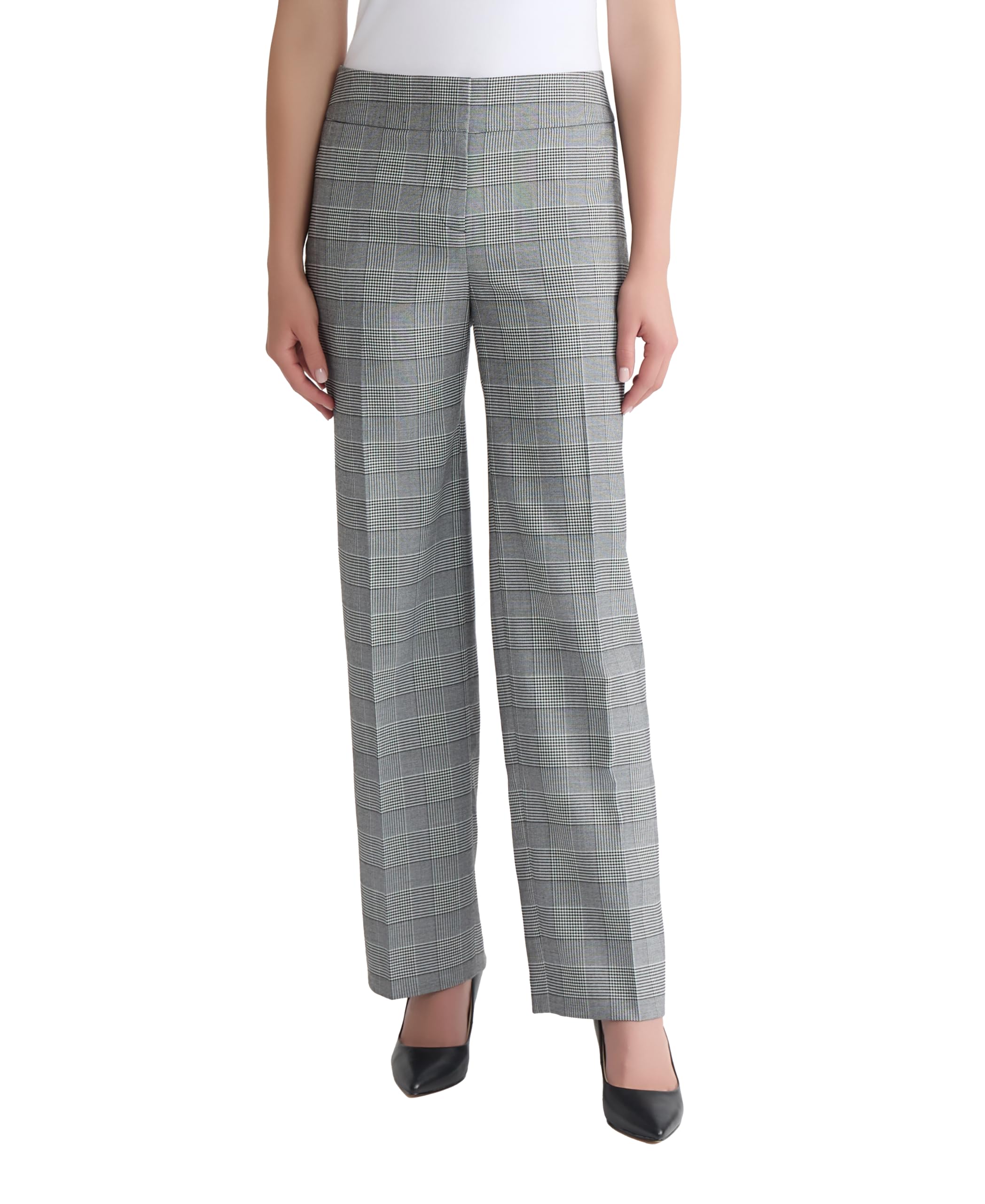 Kasper Womens Glenplaid Wide Leg Pant