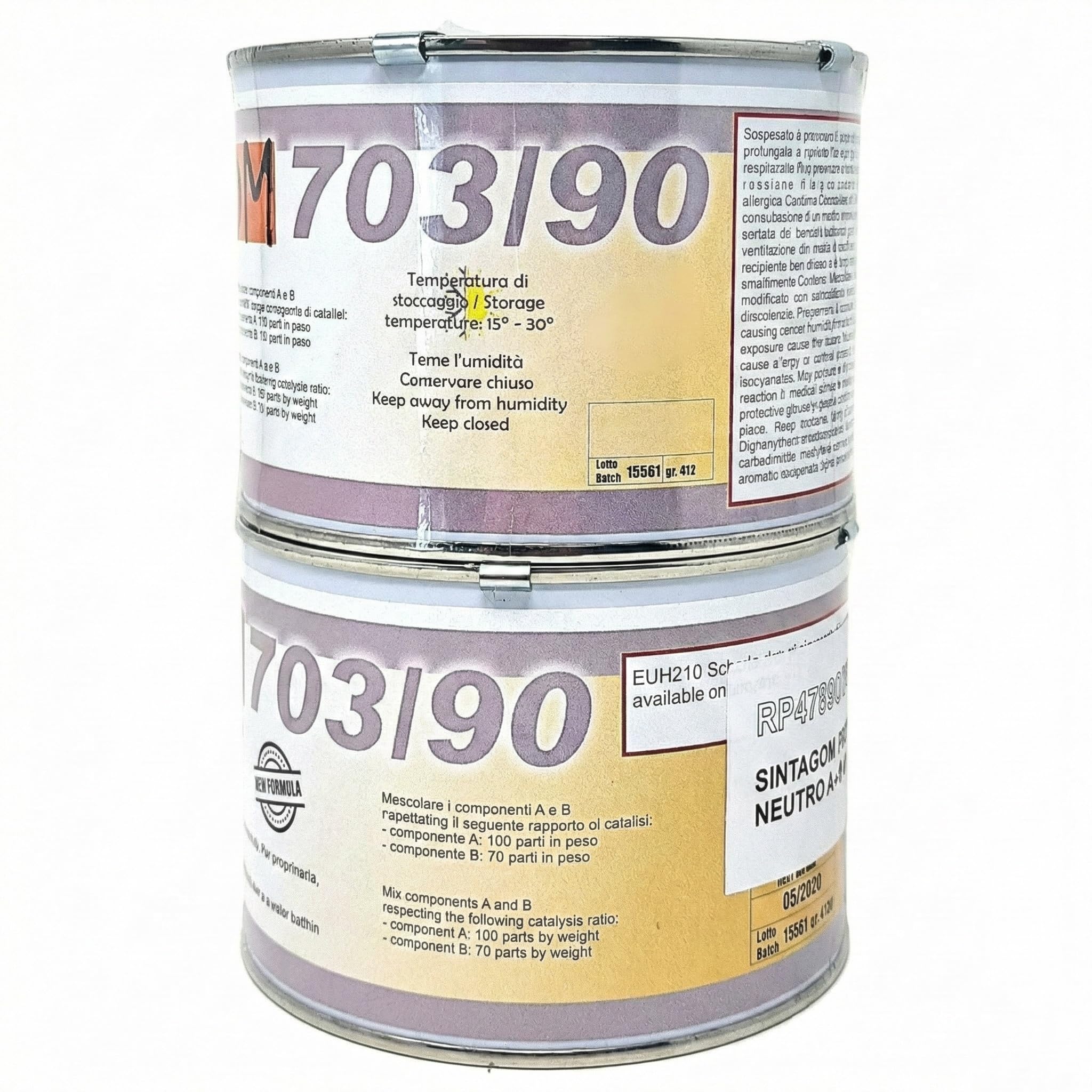 Sintagom 703/90, resina poliuretanica gommosa, durezza 90 shore A, colore Neutro A+B, 1 kg