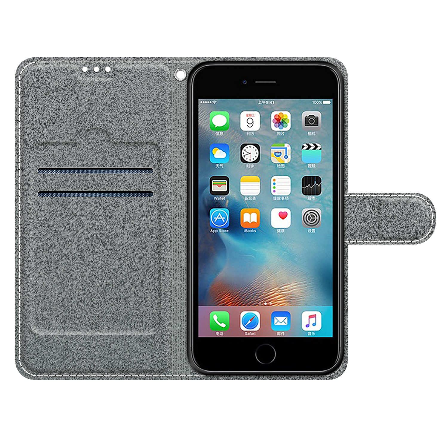 ELESNOW Cover per iPhone 6 / 6S, Flip Pelle Custodia con Carta Portafoglio Antiurto Protettiva Magnetica Cover per iPhone 6 / 6S - 4,7 (Blu