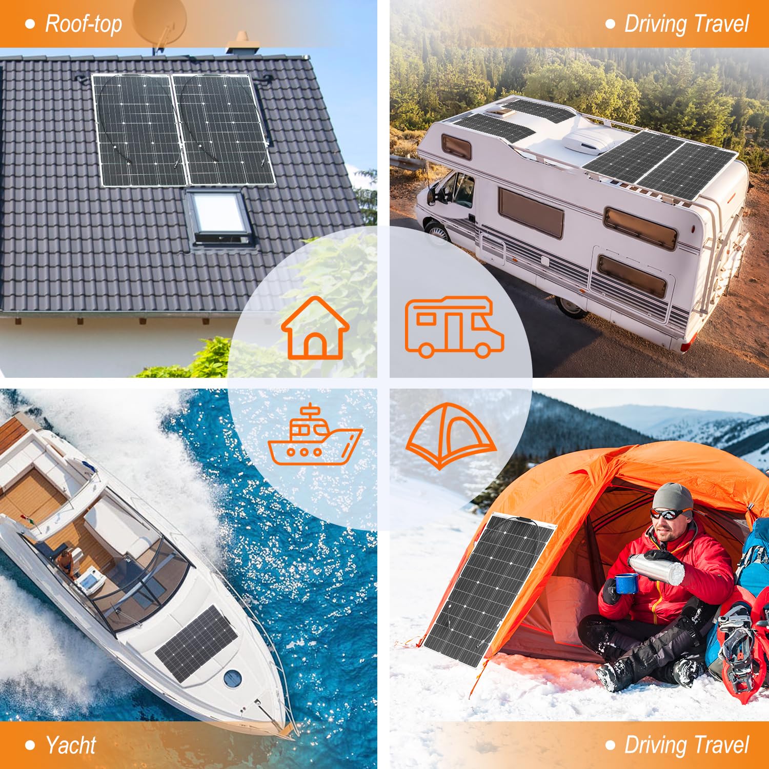 100W 12V Flexible Monokristalline Solarpmodul – Hohe Effizienz Solarpanel für Wohnmobile, Wohnwagen, Boote, Vans & Autodächer, 12V-Batterieladung