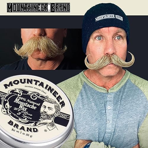 Miniatura 5 de Cera de bigote de marca Mountaineer, natural, sin residuos, clara y fácil de usar, 2 oz de estaño