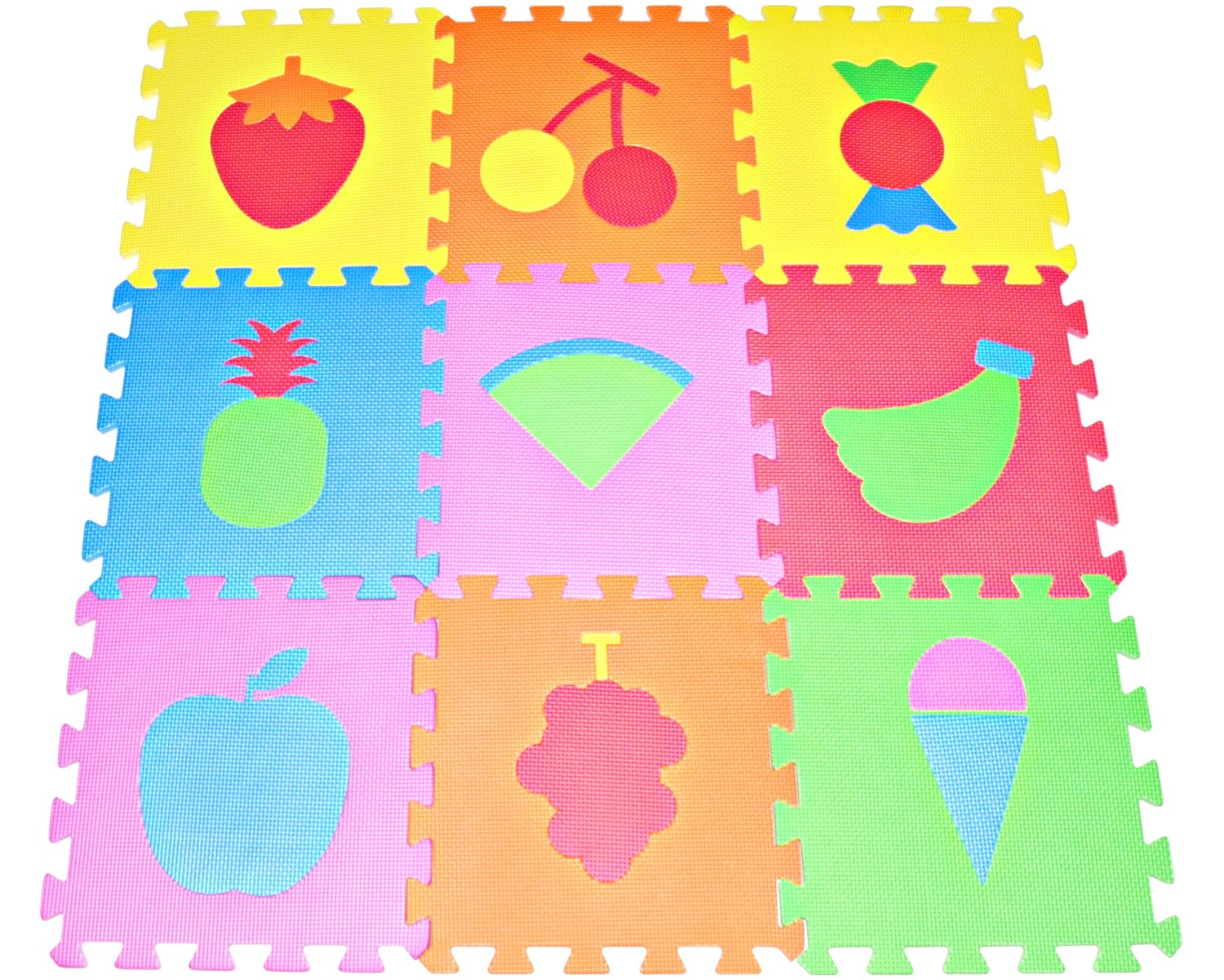 POCO DIVO Fruit Puzzles Play Mat, 9-Tile EVA Foam, Education Playmat, Soft Kids Color Floor