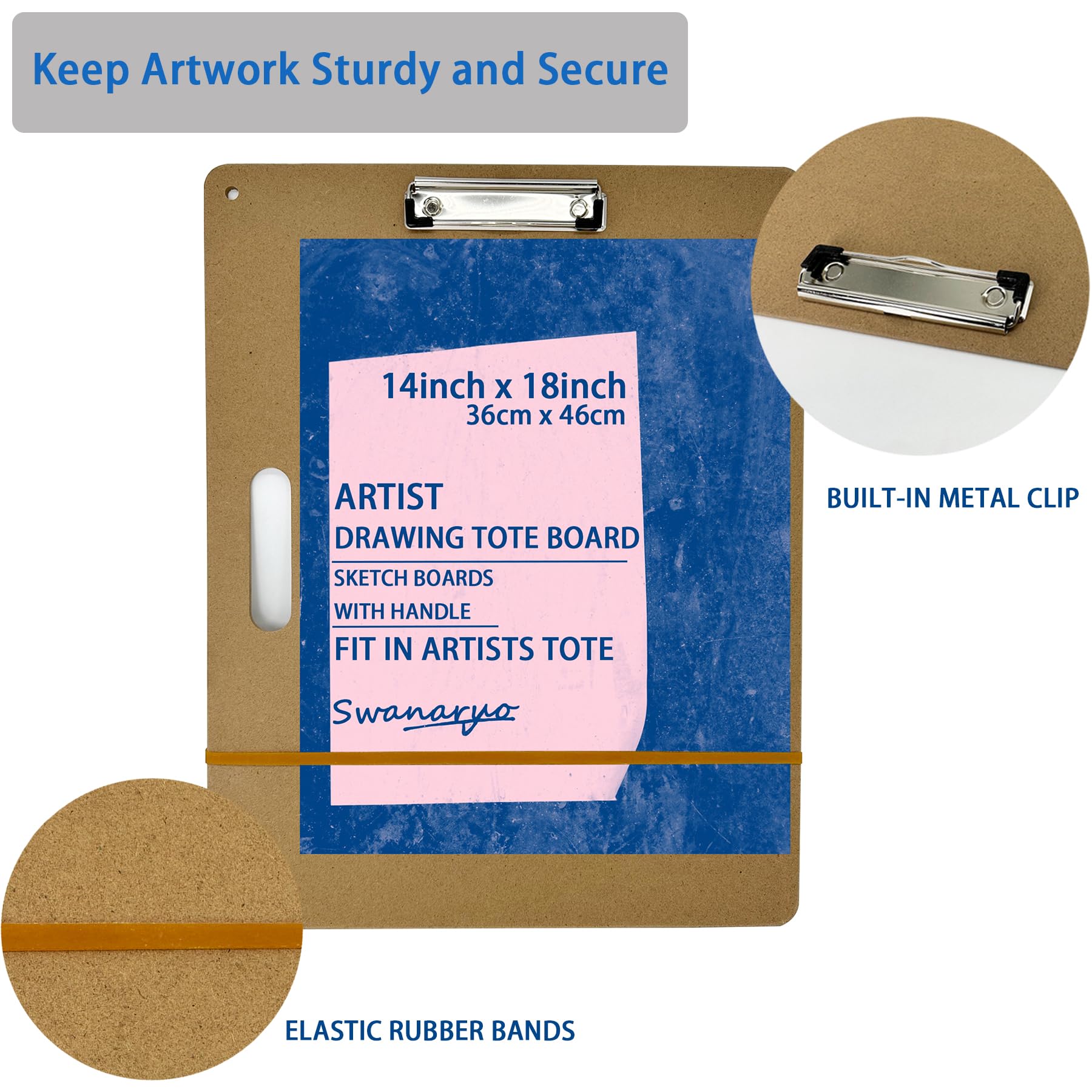 Tablero Dibujo Madera 2 Portapapeles Grandes 11x17 Pulgadas - Madera Para Dibujar - Clip Metálico - Gancho Retráctil - Horizontal Portapapeles Madera A4 BOMKEE 2 Unidades Dibujo Diseño