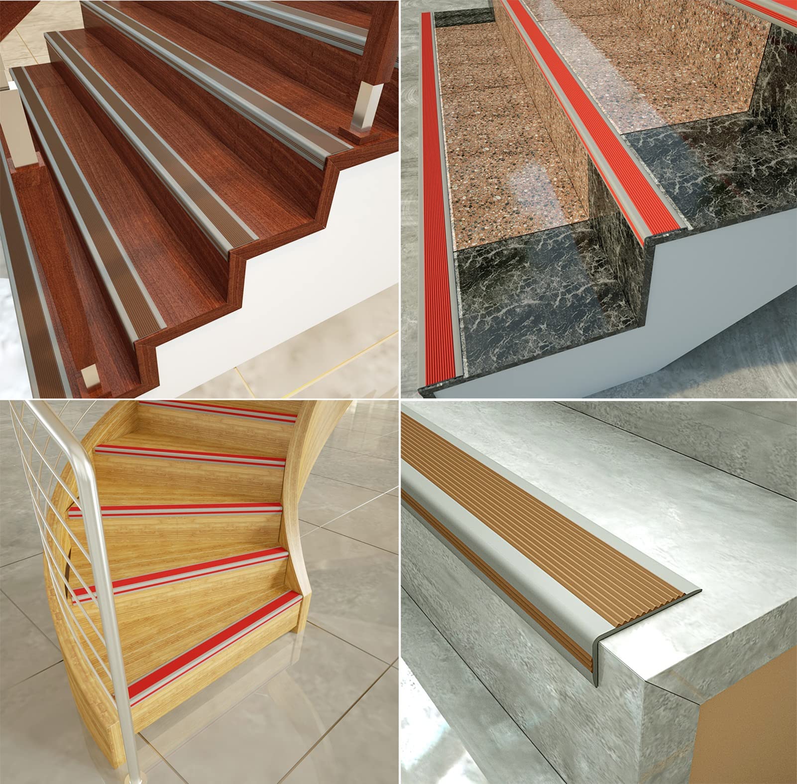 Peldaños antideslizantes， Tira de ajuste de alfombra, tira de transición, tira de transición antideslizante for bordes de escaleras, protector de borde de baldosas de PVC autoadhesivo for el hogar y l