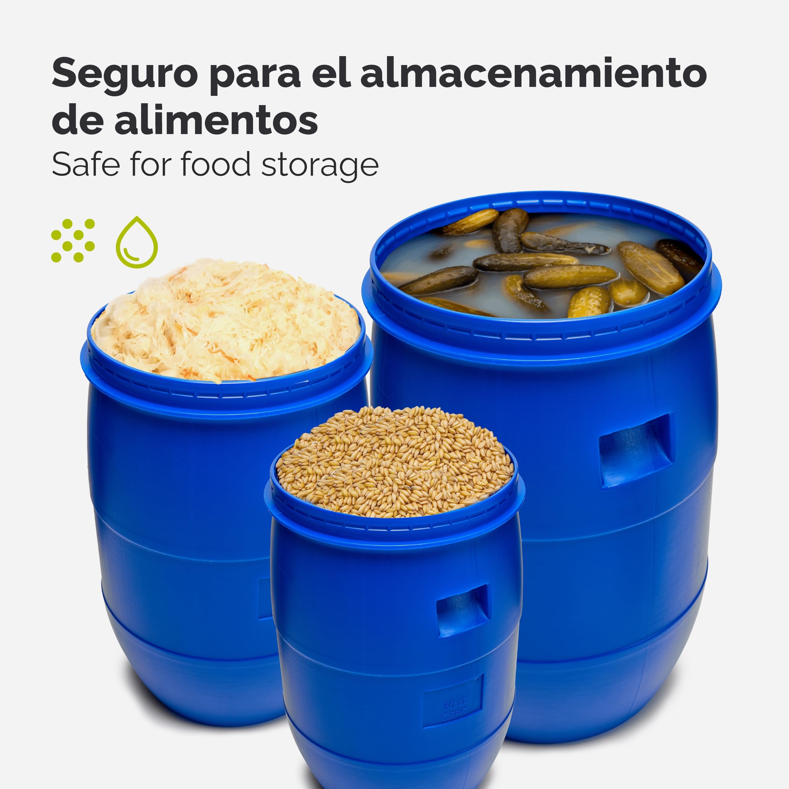 Garronda Set de 2 Piezas de 220 litros Barril alimentario, depósito de Agua, Barril de Boca Ancha en HDPE y sin BPA, tonel de jardín, contenedor de Alimentos para Animales, Universal GD-0078