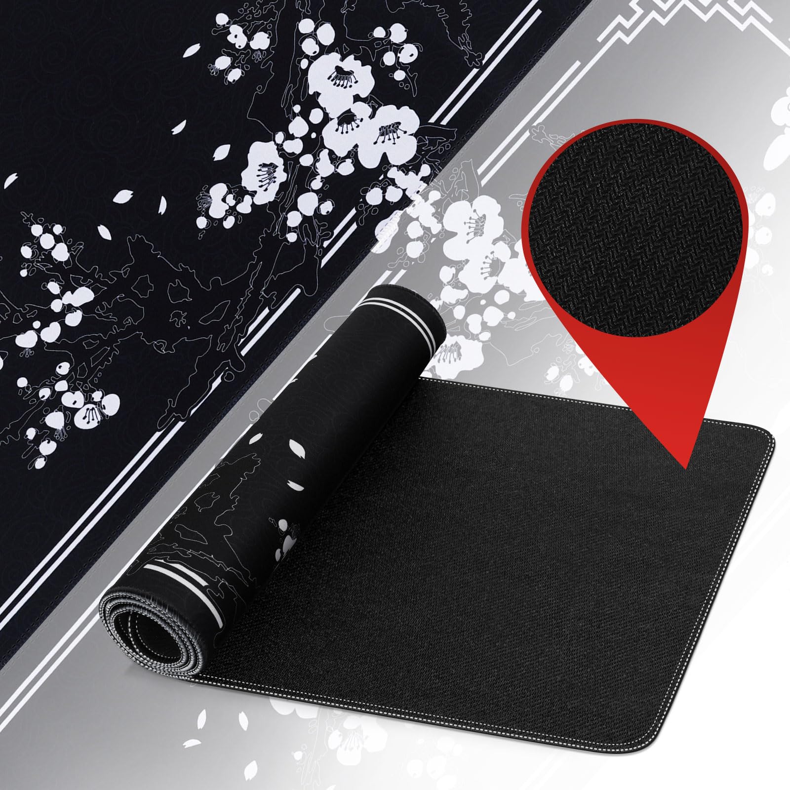 DJFH Grote Uitgebreide Muismat, Antislip Rubberen Basis Mousepad Gaming Muismat Met Gestikte Randen Bureaukadderbeschermer Toetsenbord Mat Voor Kantoor En Huis D 118x314x007in