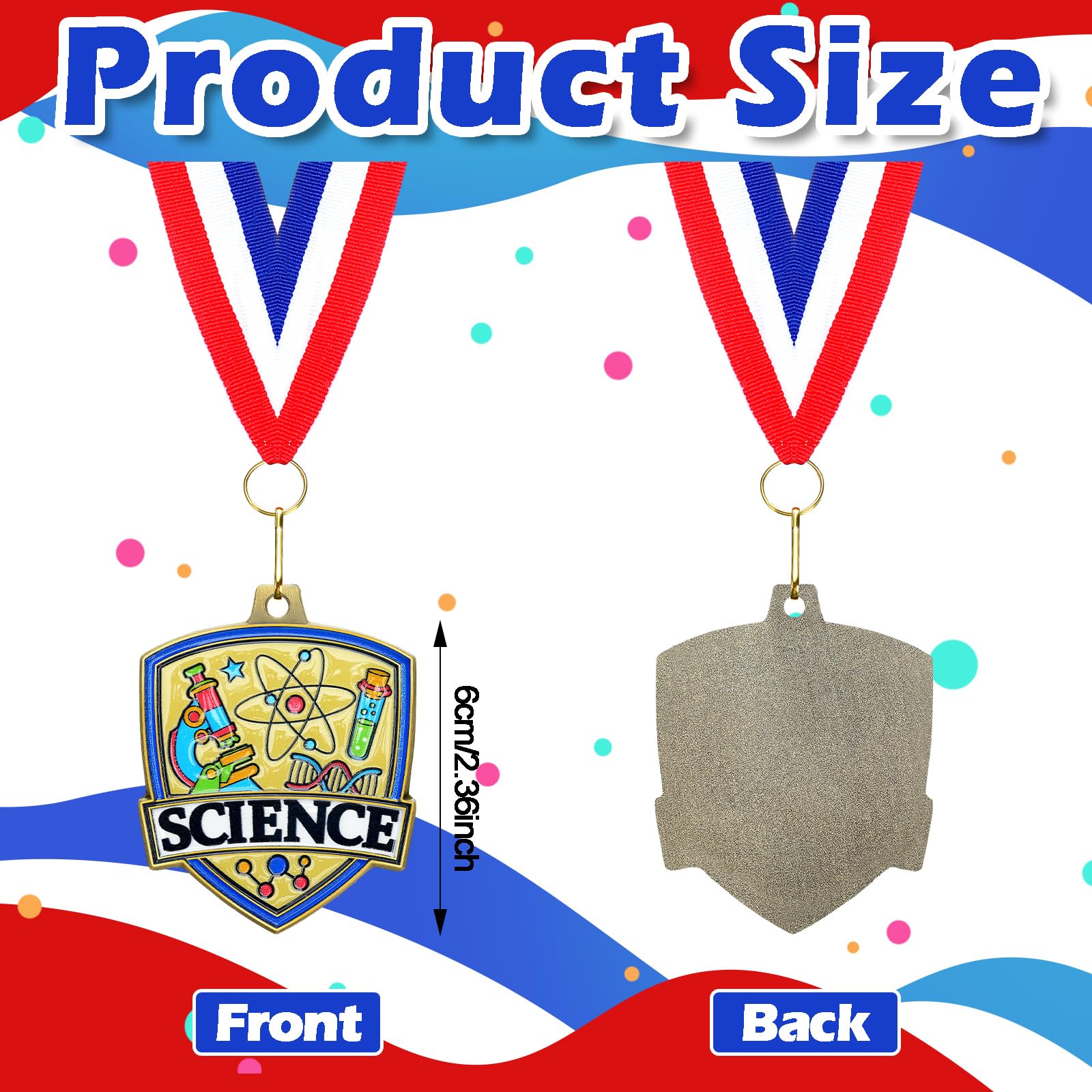 Yaomiao Medallas de premio de 2.4 pulgadas a granel coloridas medallas ganadoras con cintas para el cuello, forma de escudo de metal, premio de trofeo de metal, regalo para niños y adultos, torneos