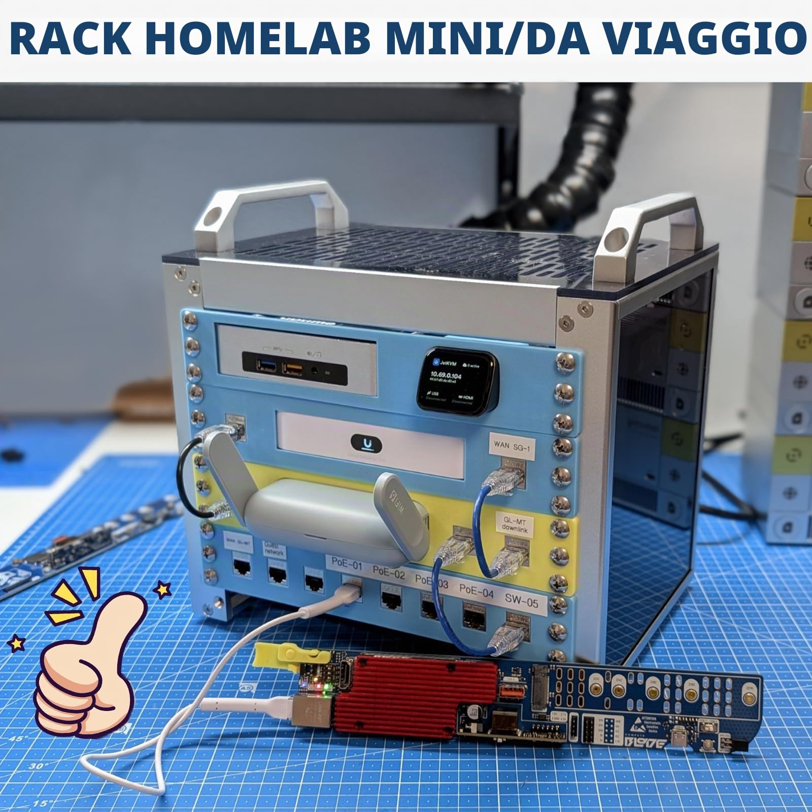 GeeekPi Armadio per server 4U, rack per server da 10 pollici per apparecchiature di rete, audio e video, custodia per montaggio su rack DeskPi RackMate T0