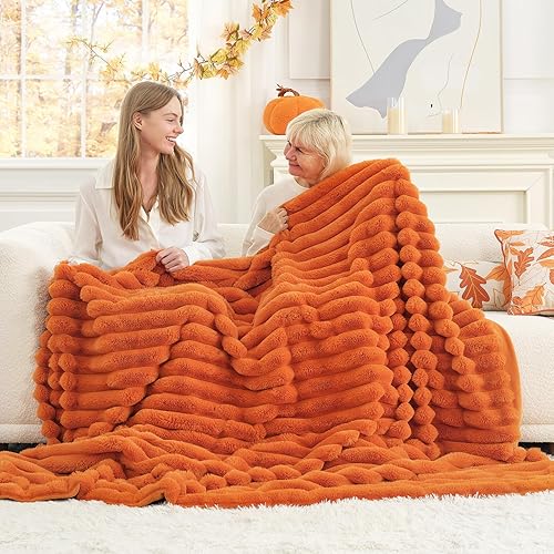Cozy Bliss Faux Fur Throw Blanket for Couch, Cozy Warm