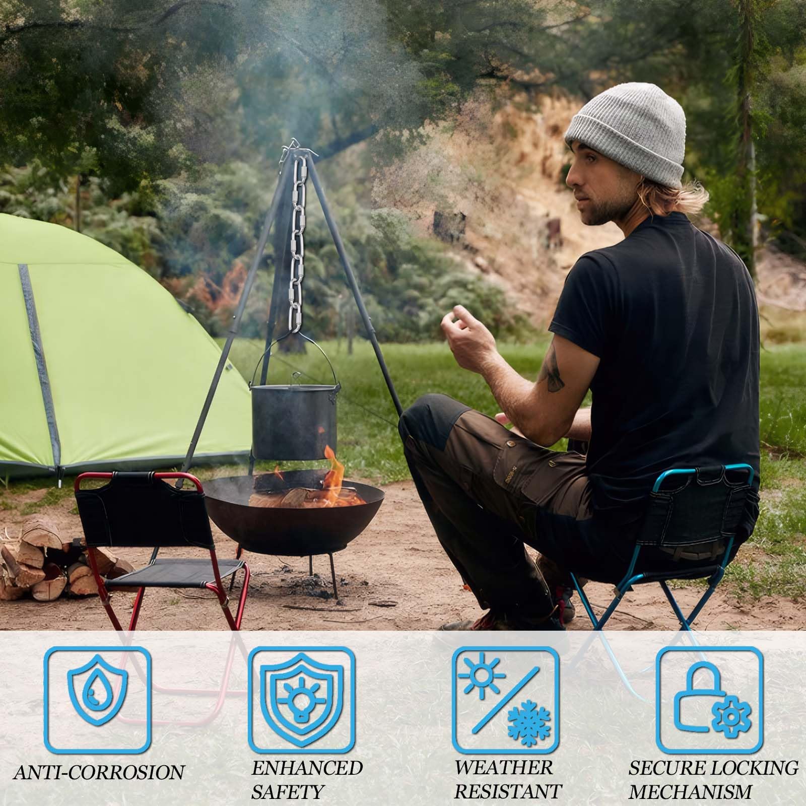 Mousqueton en Acier Robuste，Mousqueton Acier Rapide – Mousquetons à Vis, Polyvalent, Petite Mousquetons, Adapté aux Activités de Plein Air et Accessoires de Camping