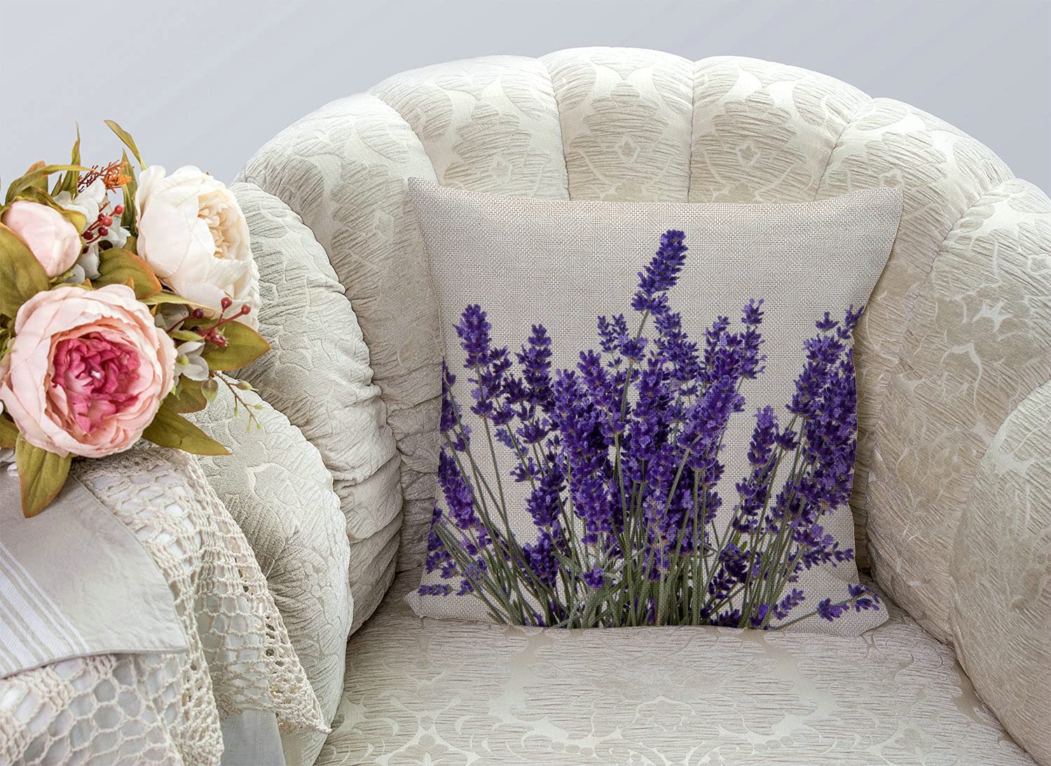 Set di 2 federe per cuscini color lavanda, romantiche e