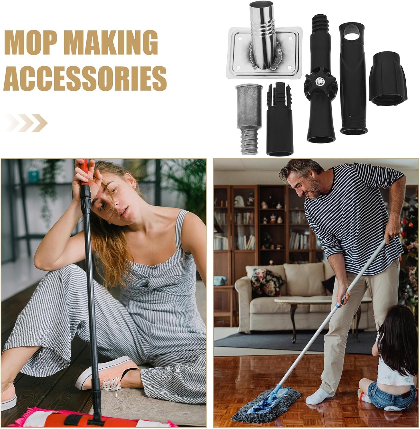 5pcs Replacement Adapter Kit for Extendable Pole with Threaded Tip Stainless and Aluminum Connectors for Mop Broom Paint Roller Extension Rods Easy Assembly and Compatibility