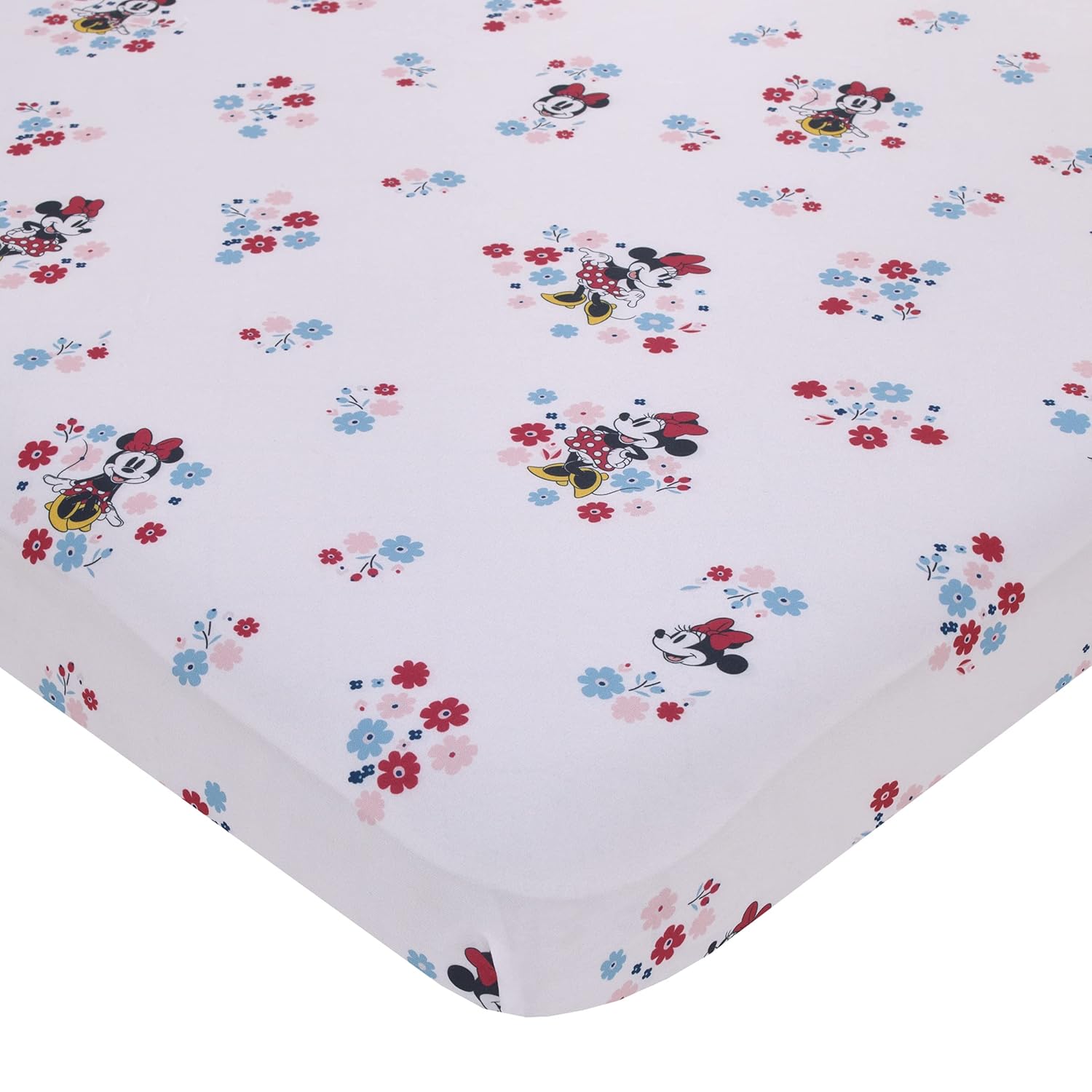 Disney Mickey Mouse - Charcoal Black and White Smiling Mickey Mouse Nursery Fitted Polyester Mini Crib Sheet