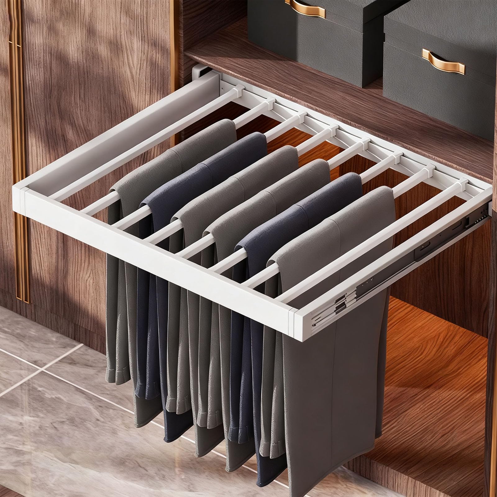 JYBNBBE Adjustable Washing Machine Drying Rack Heavy Duty 30kg Capacity Space-Saving Aluminum Trouser Organizer Pull-Out Design W: 61,D 54cm -W 61-66cm