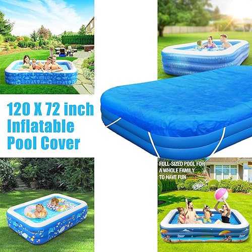 Miniatura 5 de Cubierta rectangular para piscina, cubierta de piscina para piscina inflable, se adapta a 103 x 69 pulgadas, cubierta rectangular inflable para