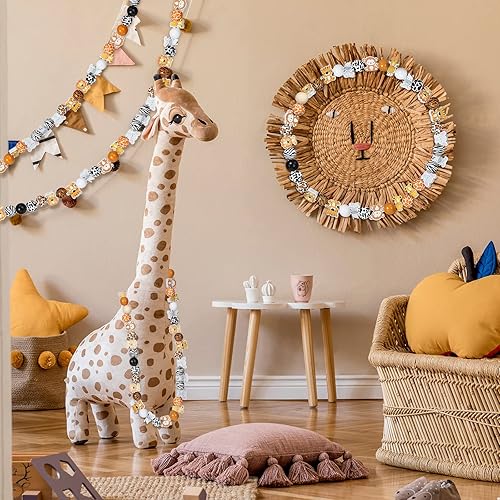 Miniatura 4 de 200 cuentas de madera con estampado de animales de la selva, vaca, leopardo, tigre, jirafa, espaciador, cuentas sueltas para decoración de