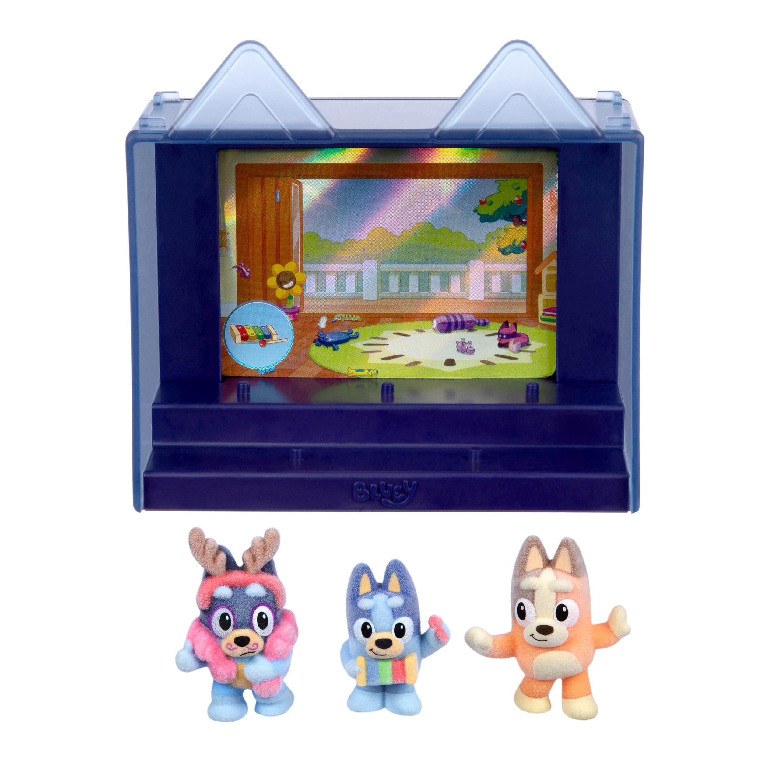 Bluey Fuzzies Episode Pack: Magic Xylophone. With 3 Specially Flocked Collectible Mini-Figures (Incl. 1 Exclusive)