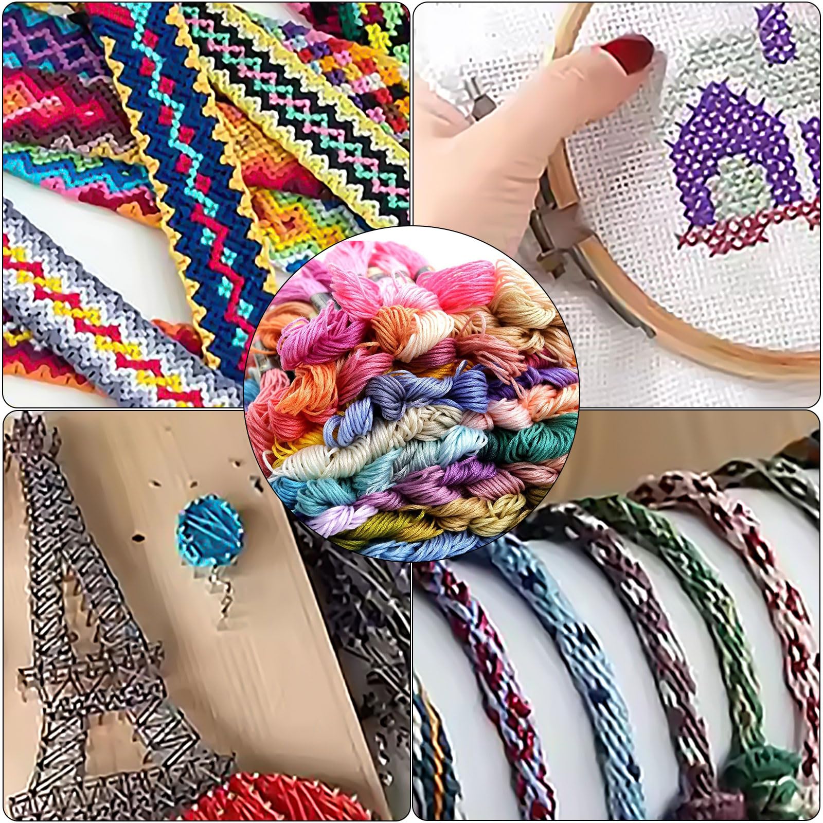 Stabiles Polyester Kreuzstichgarn, multifunktionales, sortiertes Stickgarn für handgefertigte Nähbegeisterte, professionelles Set