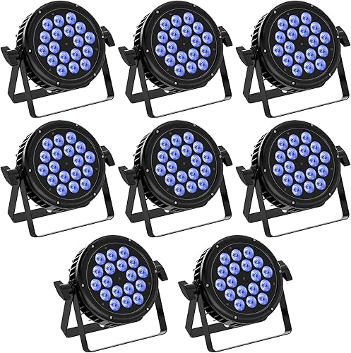 Paquete de 8 luces de escenario impermeables, 180 W RGBW, luces LED de DJ PAR de 48 canales DMX 512 con sonido activado para conciertos, eventos,