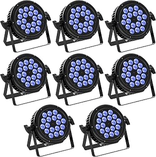 8 Pack Waterproof Stage Lights, 18X18W RGBW LED Par Light, LED DJ PAR Lights 4/8 Channels DMX 512 with Sound Activated for Concert Event KTV Birthday Party Church Wedding Outdoor Light