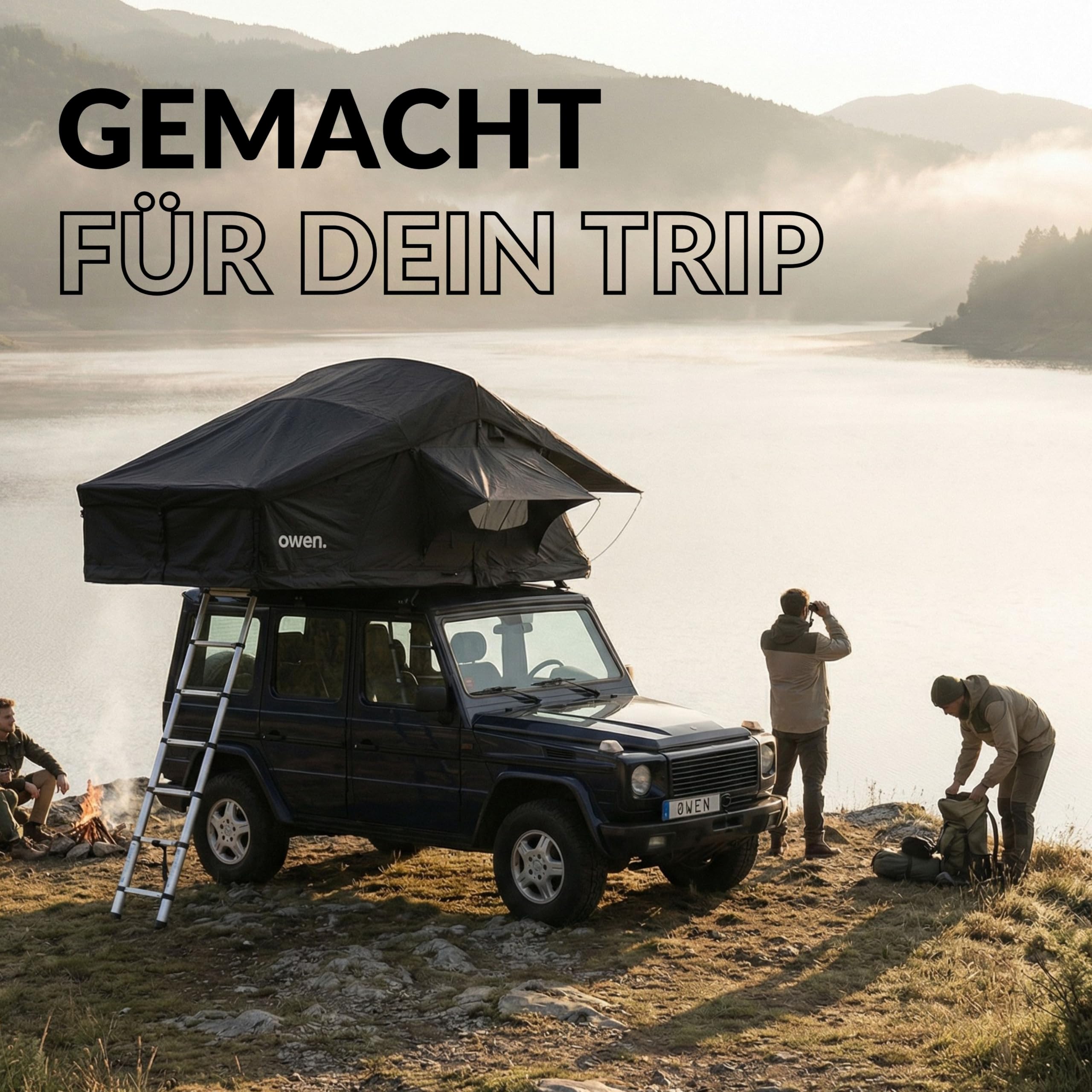 Owen® Two+ Dachzelt | Verfügbar mit Vorzelt-Option | Wählbare Farben | Geräumiges, Komfortables Autodachzelt | Ideal für Auto-Camping | Vielseitiges Campingzubehör