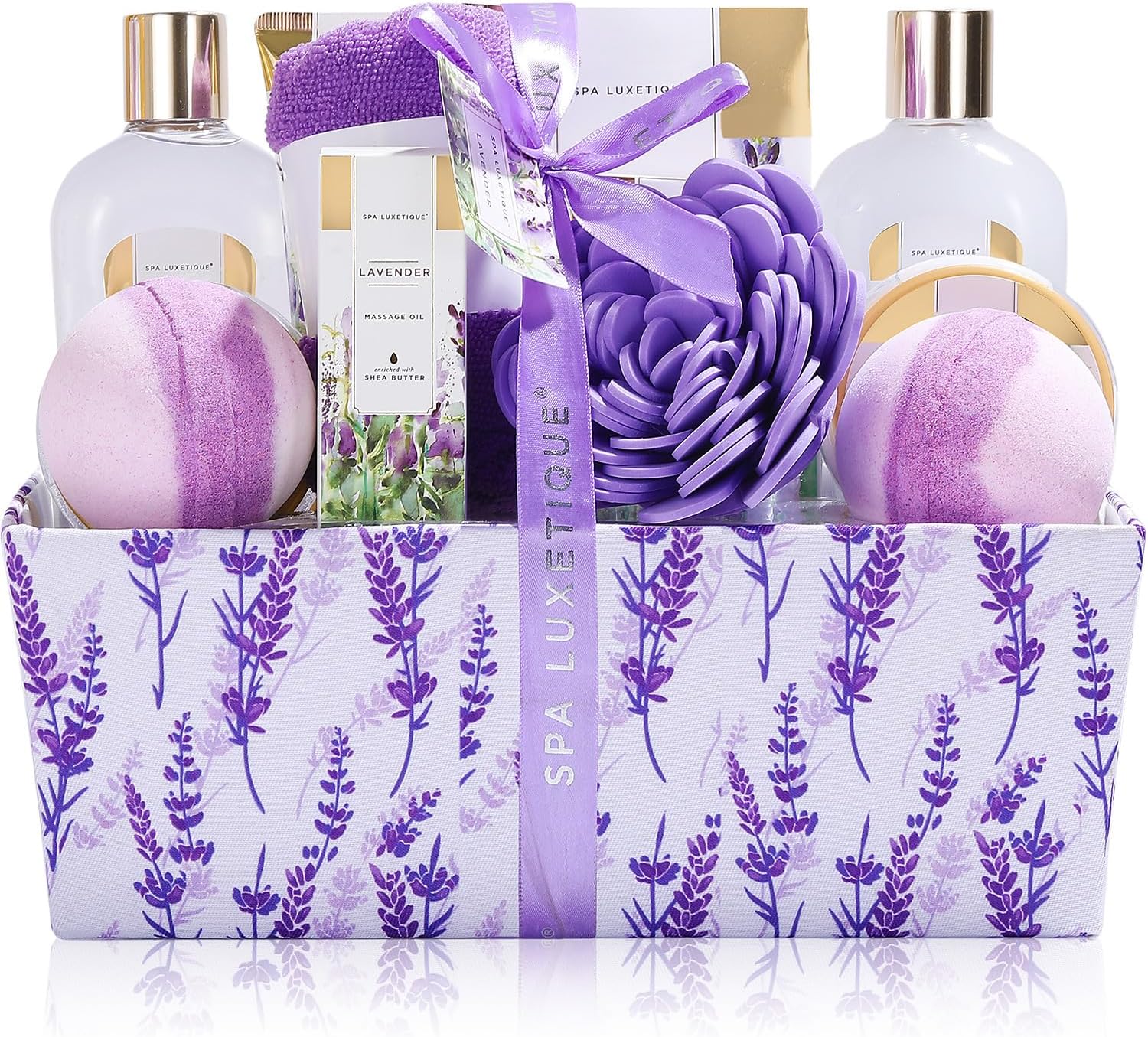 Spa Luxetique Spa Gift Set, 12pcs Lavender Bath Set, Gift Hampers for Women, ...