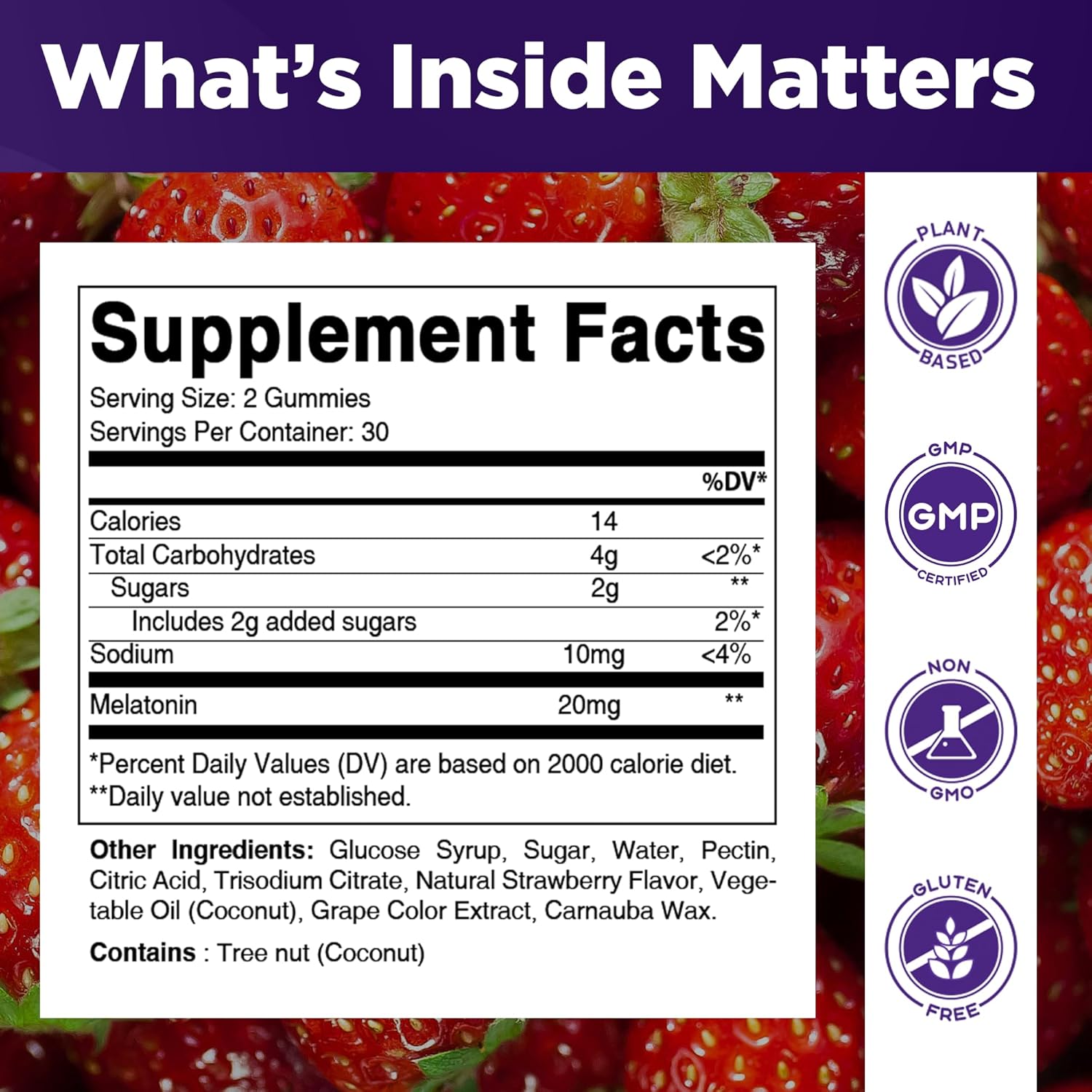 Vitamatic Melatonin 20 mg Gummies for Adults, 30 Servings - 60 Vegetarian Gummies - Non-Habit Forming Supplement