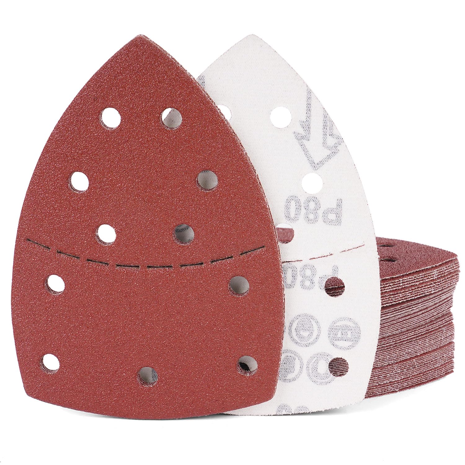 60 Stück Schleifpapier Dreieckschleifer Set 105x152 mm (93x93x93 mm), 11-Loch(40/60/80/120/240/400x10 Stück), für Bosch PSM 100A, PSM 160, PSM 200 AES, PSM 18, PDA 180