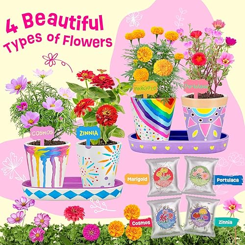Miniatura 2 de Juego de 4 piezas de pintura y plantas para jardinería, regalos para niñas de 8 a 12 años, artes y manualidades para niños de 8 a 12 años, juego de