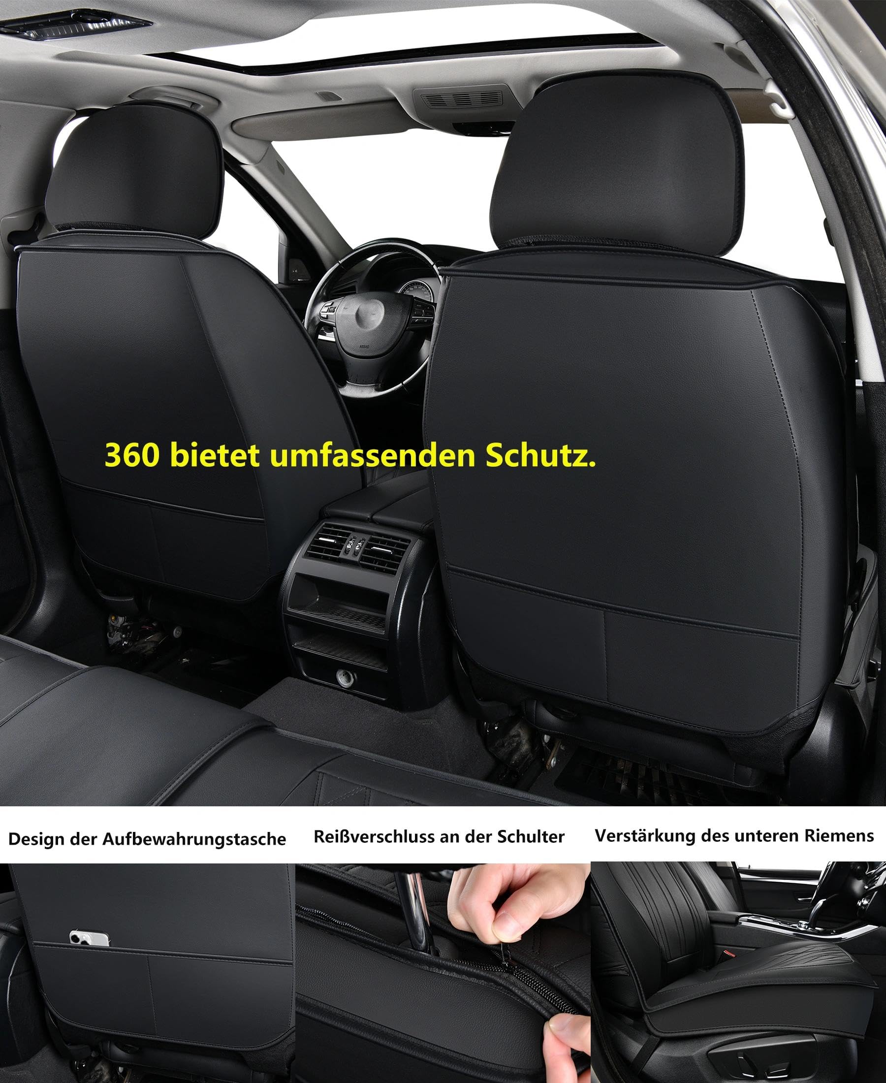 Juego completo de 5 fundas de asiento de coche de piel sintética para BMW