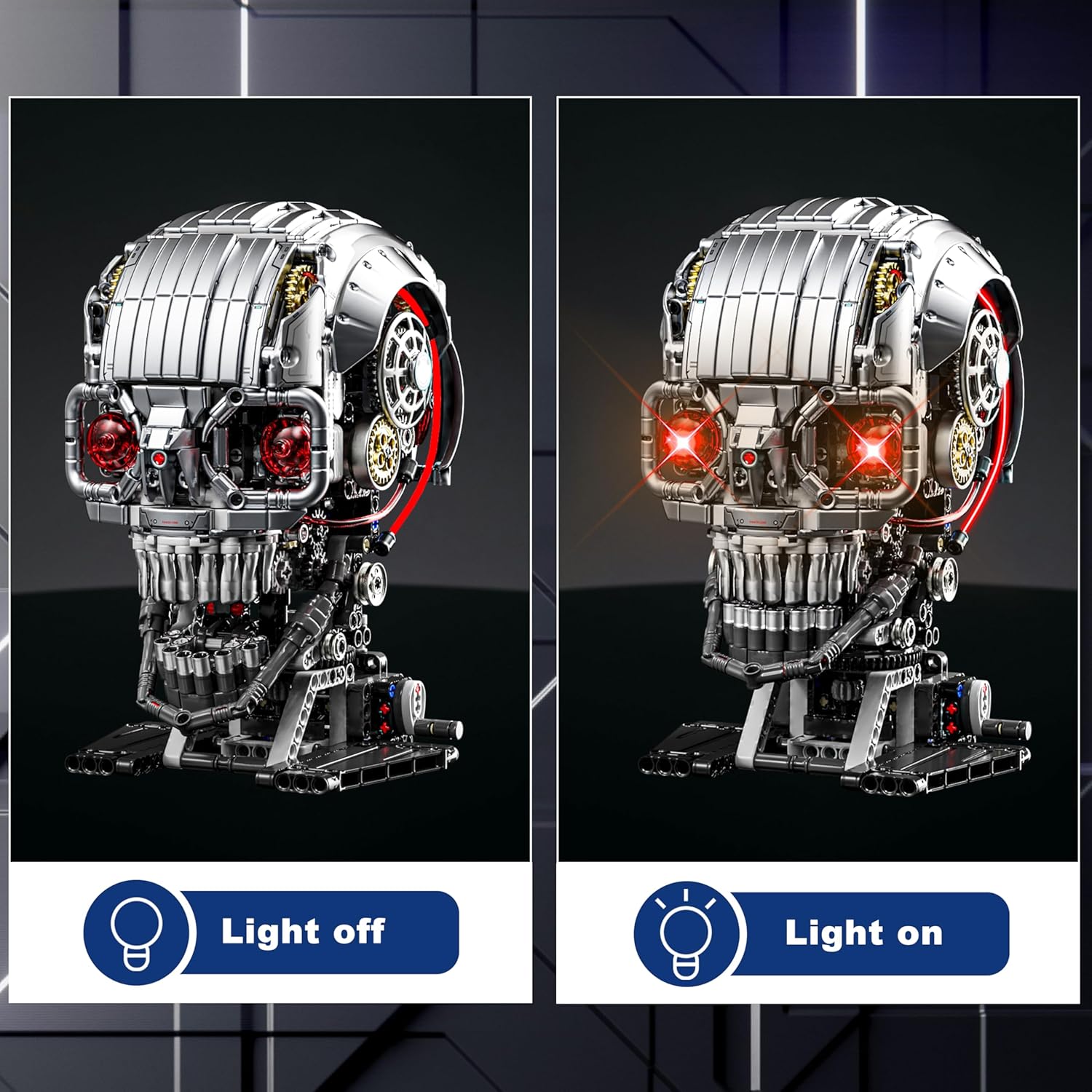 Mechanical Skull Building Set for Adults, Mechanical Skeleton Head Building Blocks Set, Compatible with Lego, Buildable Horror Display Model, Home and Office Decor Gift for Adults Teens 14+ (1099 PCS)