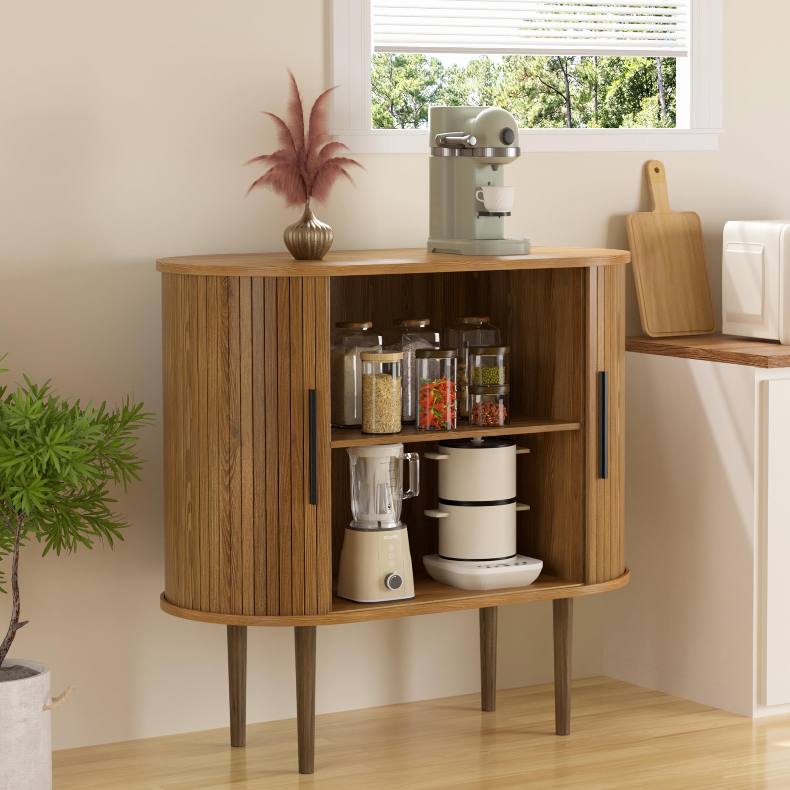 MUPATER 32”W×1675”D×32”H Sideboard Cabinet, Freestanding Buffet with Shelves, Accent Sideboard Buffet Cabinet with Storage for Dining Room, Living