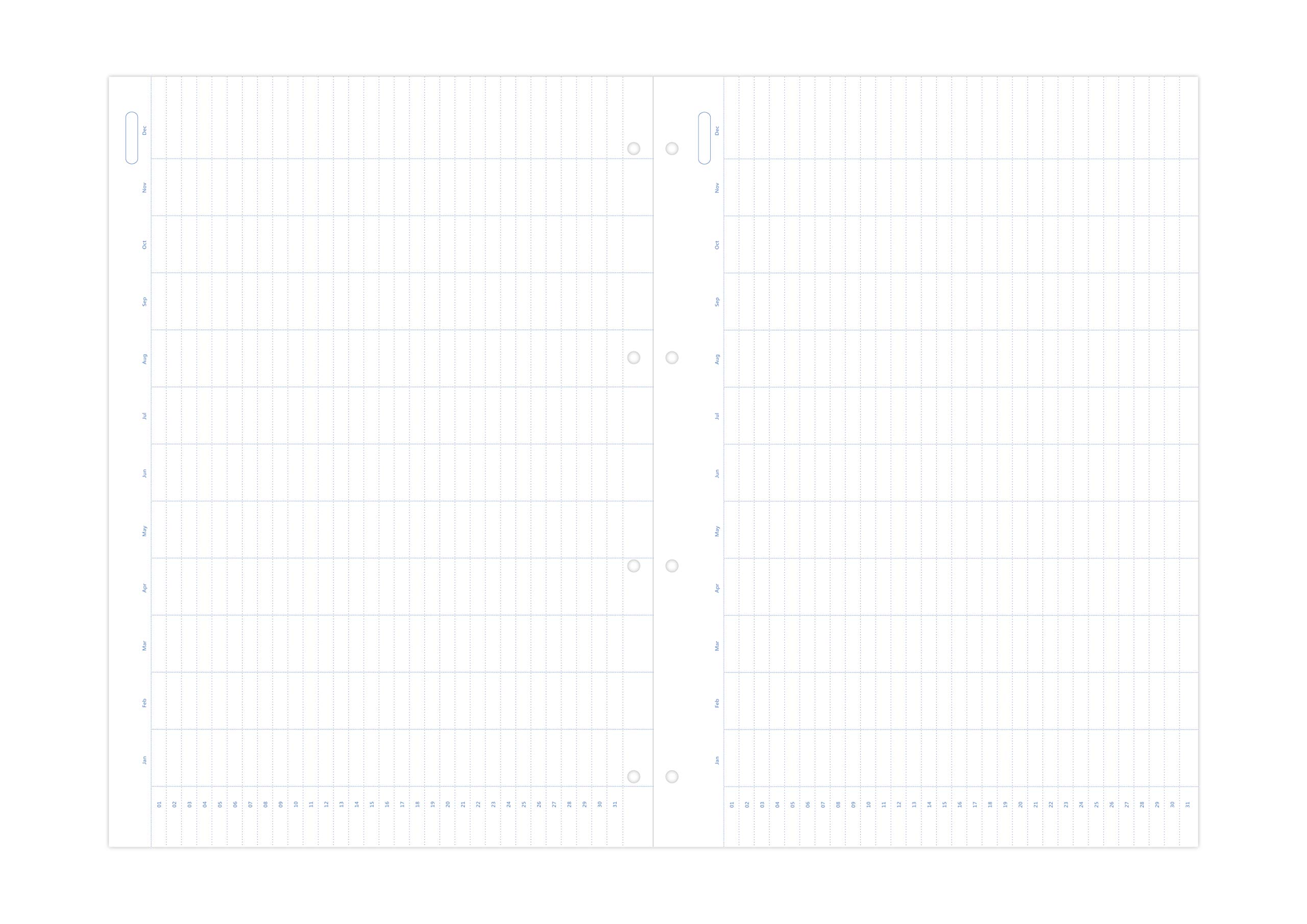 maandplanner ongedateerd, DIN A4, 50 vellen, blauw, blok om te maandplanner ongedateerd, DIN A4, 50 vellen, blauw, blok om te