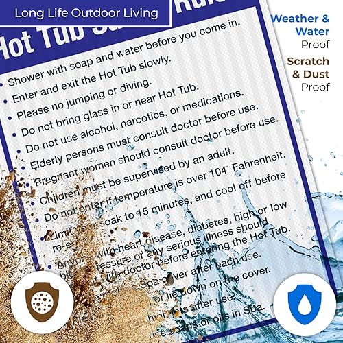 Vista 42 de Letrero de reglas de seguridad para bañera de hidromasaje, cartel de piscina, 10 x 14 pulgadas, libre de óxido, aluminio 040, resistente a