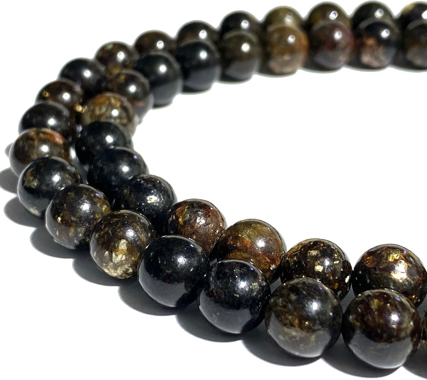 ABCGEMS Madagascan Rainbow Astrophyllite Beads (Gorgeous Matrix- Mohs Hardness 4) Healing Energy Crystal Stone Ideal for Bracelet Necklace Ring DIY Jewelry Making Craft Men Women Smooth Round 10mm