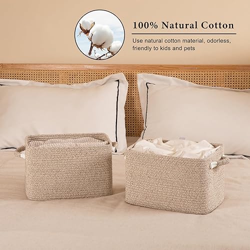 Miniatura 3 de OIAHOMY Cesta de almacenamiento, cestas tejidas para almacenamiento, cesta de juguetes, contenedores de almacenamiento decorativos, canasta de