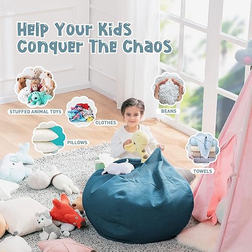 Miniatura 14 de Nobildonna - Funda para silla de puf (relleno sin relleno) de nido de pájaro para niños y adultos. Puf extra grande para almacenamiento de animales