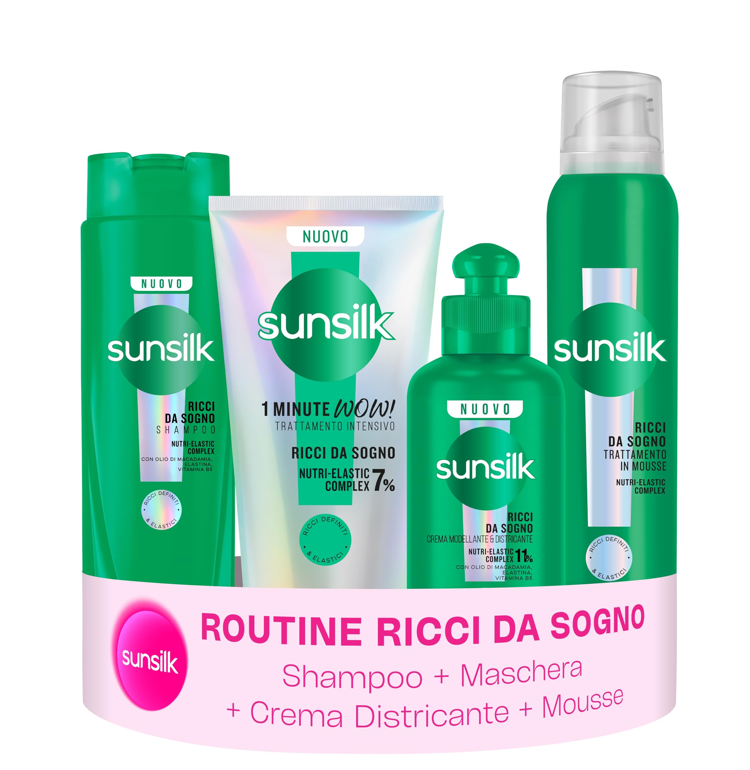 Sunsilk Kit Ricci da Sogno Shampoo 250ml, Maschera 1 Minute WOW 180ml, Crema Districante 200ml e Mousse 200ml, Trattamento Anticrespo per Capelli Ricci Definiti, Elastici e Morbidi a Lunga Tenuta - 2
