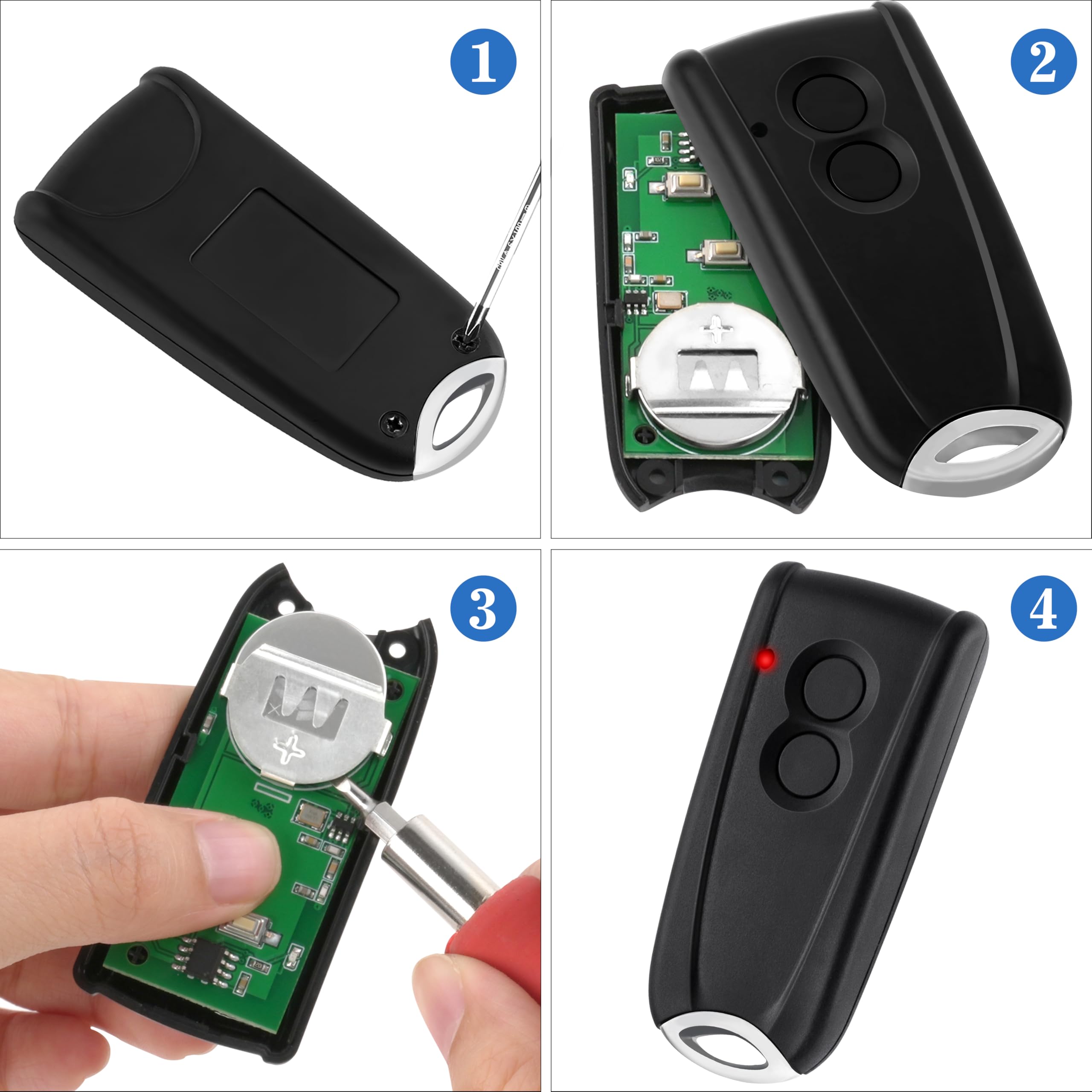 pepape 2 pezzi apriporta del garage telecomando per trasmettitore manuale EcoStar RSC2-433 RSE2-433, con fondo in metallo, compatibile con azionamento per porta del garage Hörmann Liftronic 500/700