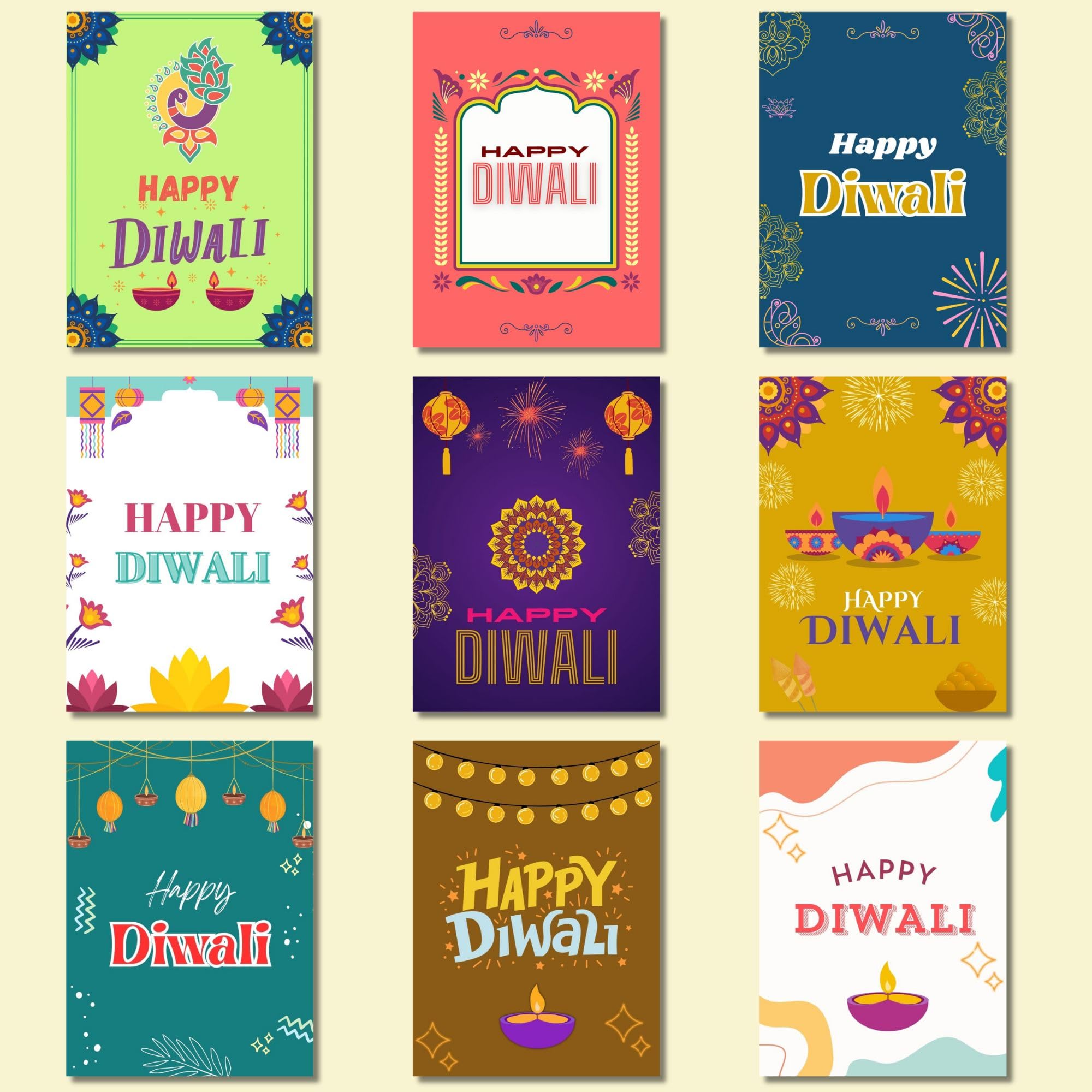 Happy Diwali Greeting Cards - 18 Unique Designs -2 Happy Diwali Greeting Cards - 18 Unique Designs -2