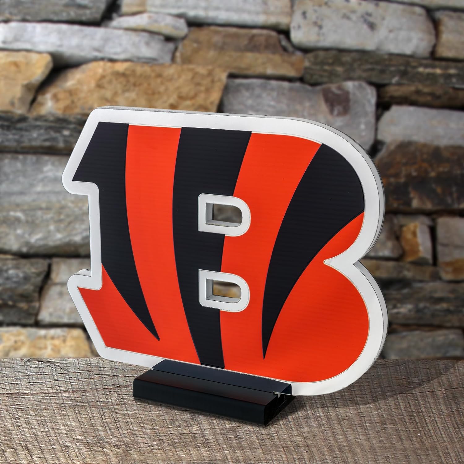 Sporticulture NFL Team Cincinnati Bengals LED Infinity Logo Light - 3D Light Effect, Acrylic Display with UL Plug and Stand