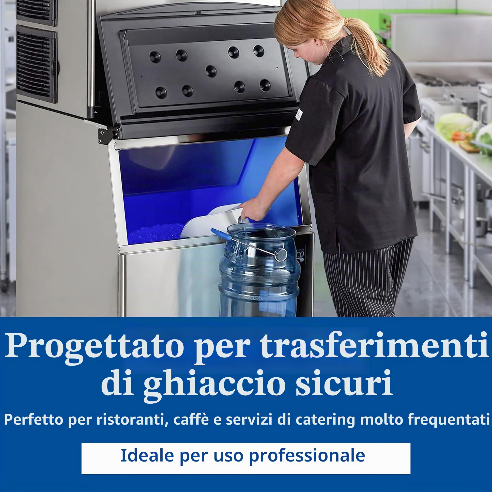San Jamar Saf-T-Ice - Sacchetti per ghiaccio con gancio per macchina per il ghiaccio per bar, ristoranti, cucine e fast food, 18 litri, colore: blu