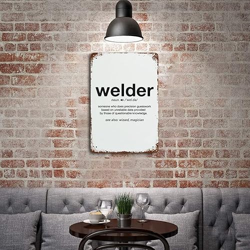 Miniatura 5 de Divertido cartel de decoración de pared con definición de soldadura, placa de metal positivo para puerta, porche, cueva de hombre, bonitos