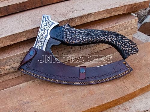 Miniatura 4 de vk3737 - Hacha cortadora de pizza para campamento hacha barbuda estilo vikingo con funda hecha a mano