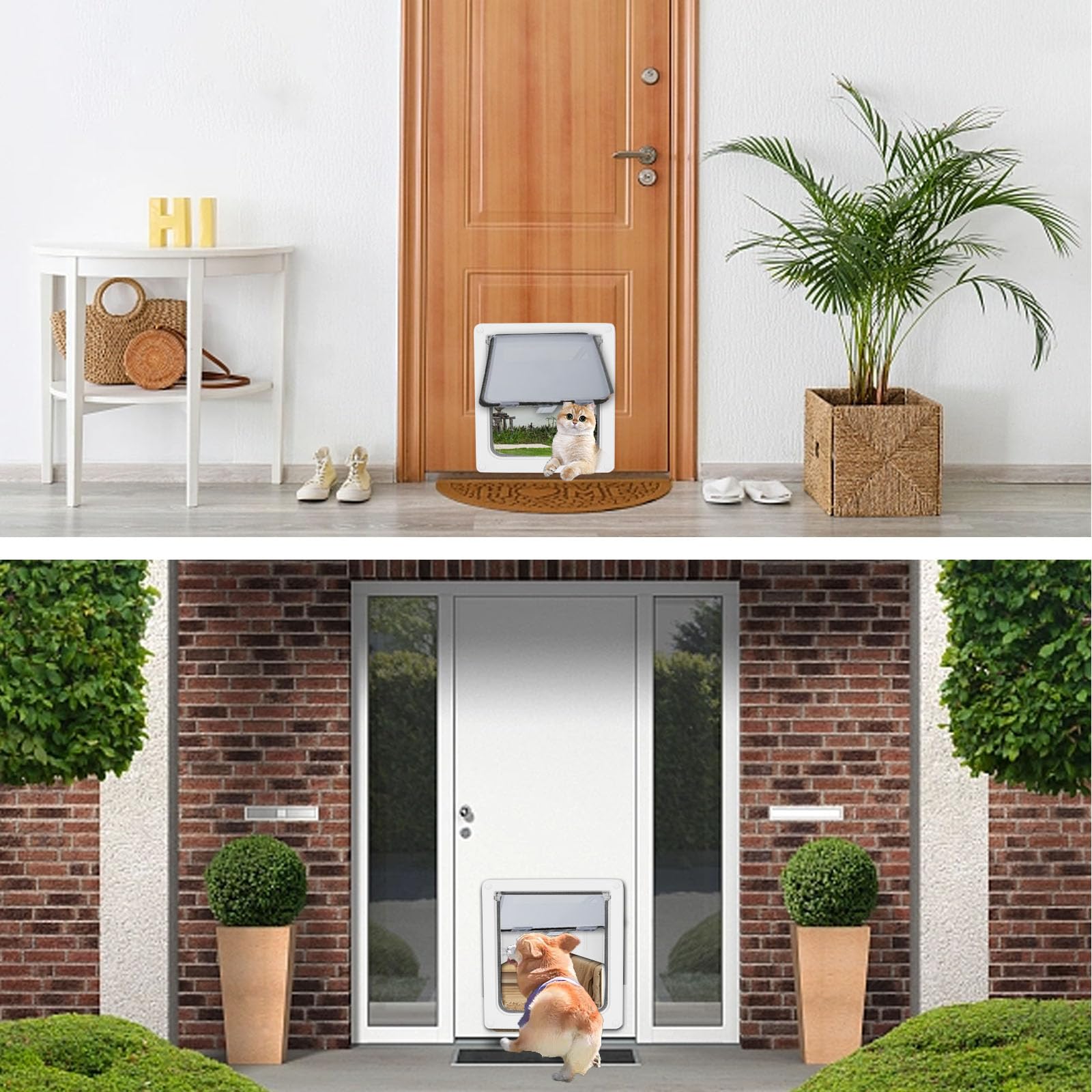 Lessmon - Puerta grande para perros y gatos, resistente a la intemperie, 17x14 para medianos y grandes