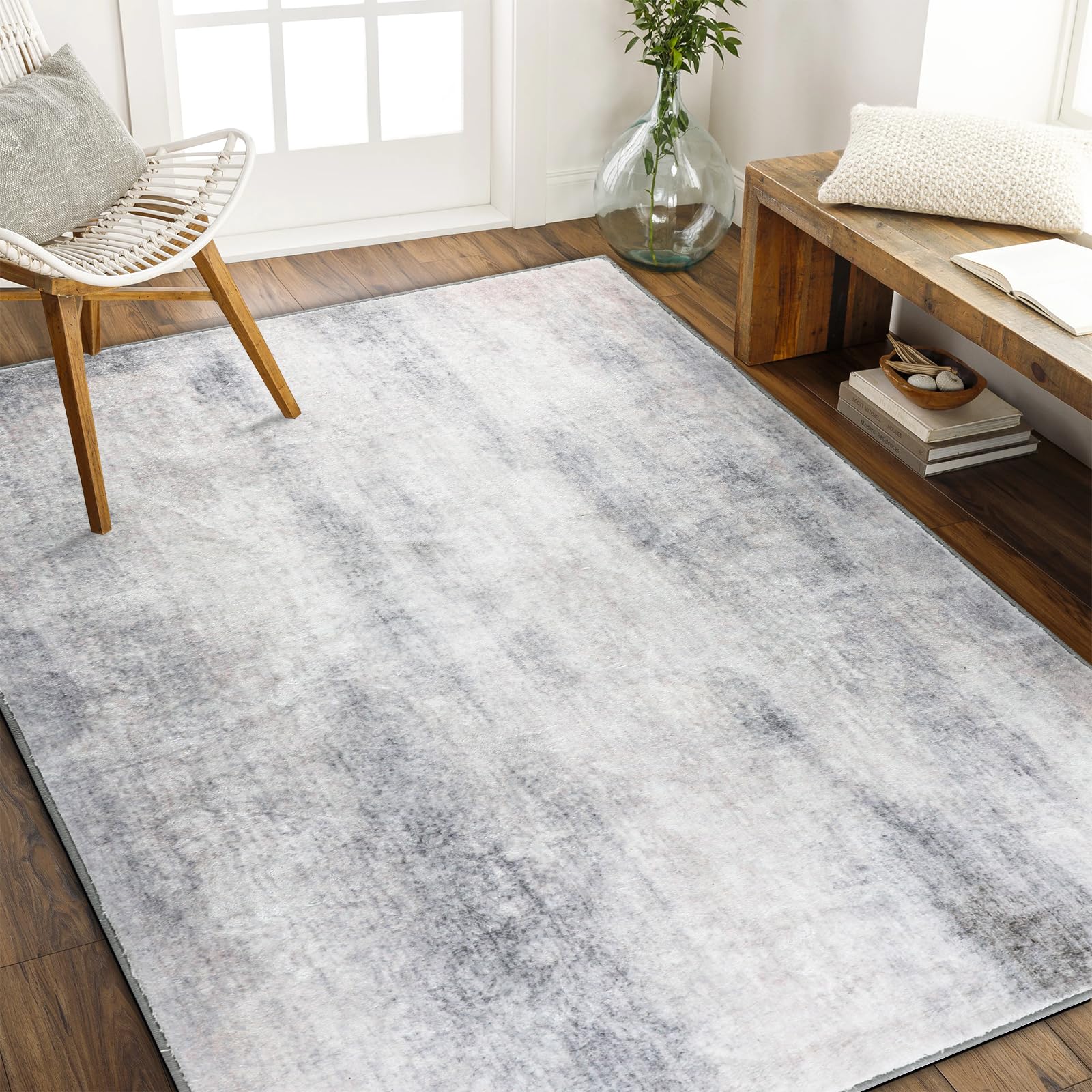 8x10 Area Rug for Living Room, Washable Rugs for Bedroom with Non-Skid Backing Soft Floor Carpet Rugs Abstract Print Large Area Rug for Office Under Dining Table Home Decor Conference Room