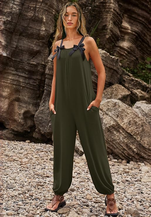 LAMISSCHE Womens Plus Size Jumpsuit Spaghetti Strap Wide Leg Rompers